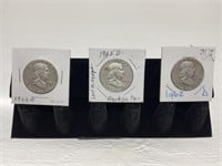 3 1962-D Franklin Silver Dollars