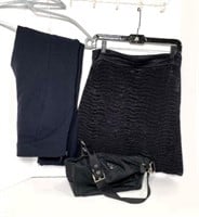 Prada Vinyl Bag, Skirt, and Dress Pants