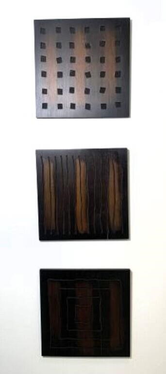 Trio of Carved Wood Wall Plaques