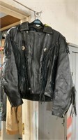 Leather coat with fringe size unknown