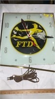 Vintage FTD wall clock, not tested, frame need