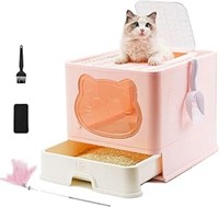 Hellomiao Fully Enclosed Cat Litter Box With Lid,