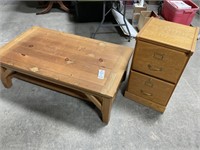 Solid Pine Coffee Table & Wood Filing Cabinet