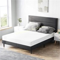 Queen Bed Frame  Upholstered  No Box  Grey