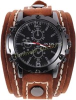 Men's Leather Watch - Brown  Retro Bronze Dial