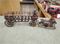Cast Horse Team w/ Wagon, (2) Figurines,