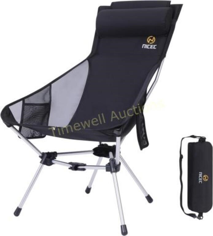 Camping Chair  High Back  Compact  Black