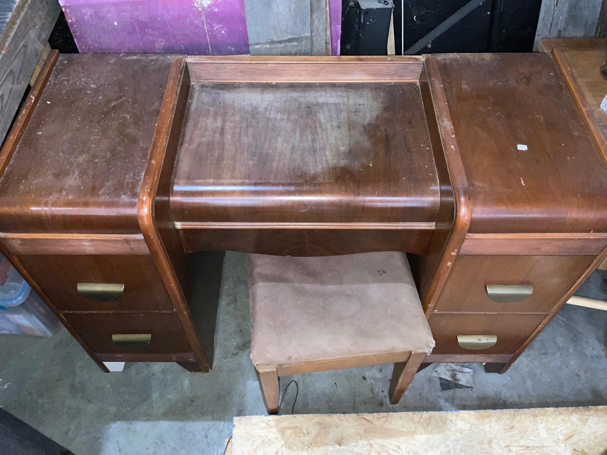 small vintage dressing table vanity and stool