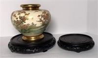 Asian Vase & Wood Stands