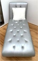 Modern Chaise Lounge in Tufted Silver