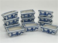 12 Blue & White Ceramic Small Planters
