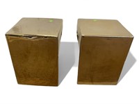 2 Ceramic Gold Painted Threshold Stools