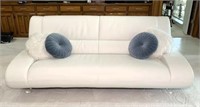 Zuri Modern White Leather Couch