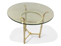 Neoclassical Style Glass Top Side Table