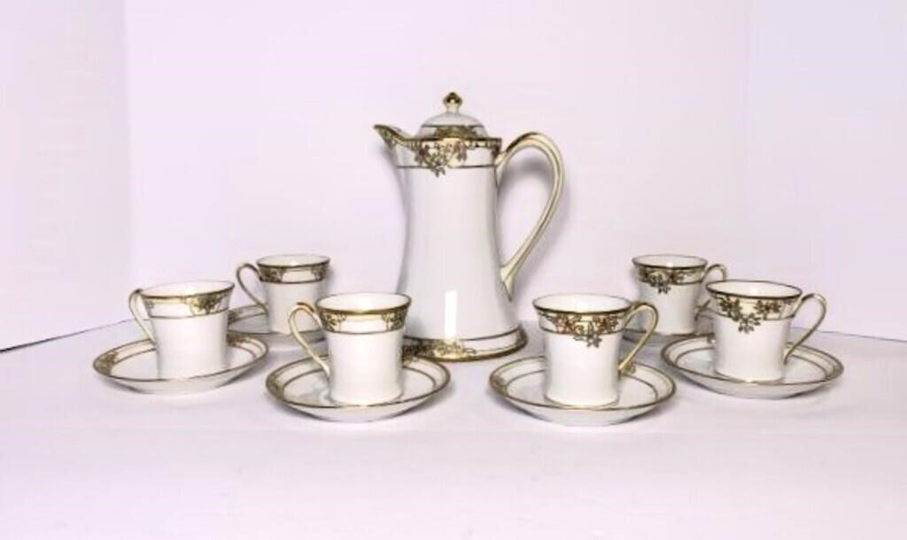Nippon Porcelain Coffee Pot, Cups