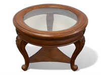 Wooden and Glass Top End Table