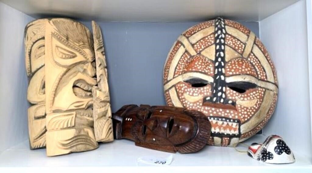 Painted Wood Tiki Masks