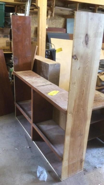 WOOD TABLE, BOOK SHELF & OTHER