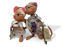 2 Vintage ANNALEE Mice Dolls NURSE and VIOLET
