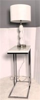 Glass Table Lamp with Side Table