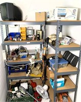 Pair of Metal Shelving Units with Contents