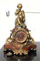 Vintage Brass Cherub Mantle Clock