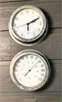Metal Wall Clock & Thermometer