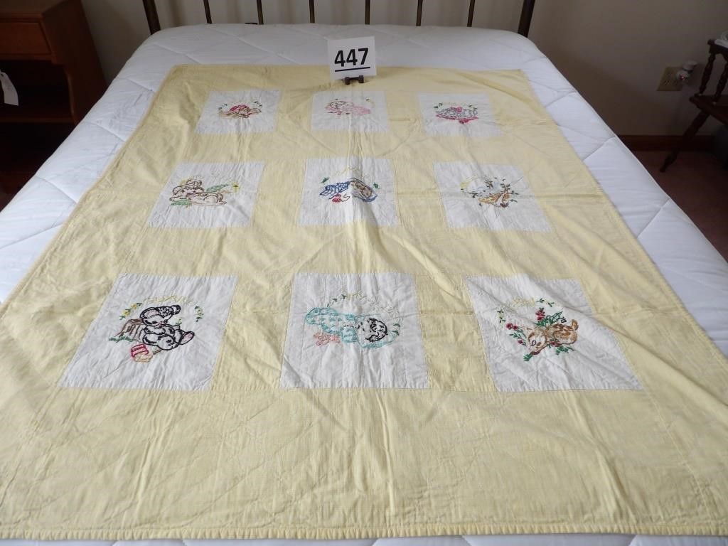 Embroideried Baby Quilt 44" x 56"