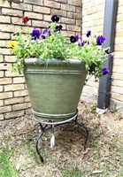 Painted Foam Planter on Metal Stand