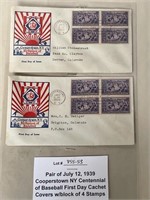 TWO 1939 Cooperstown 100th Baseball Anniv. First y
