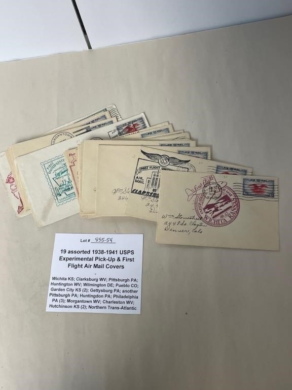 19 First Flight Airmail Cachet Covers (1938-1941)