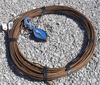 Nice 116' x 3/8" wire rope & pulley