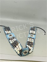 leather belt w/ beads & shells (guitar strap)