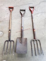 2- Potato Forks & Flat Shovel