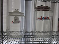 2 GLASS LANCE CANDY JARS