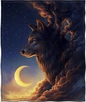 New Dawhud Direct Golden Moon Wolf Fleece Blanket