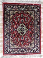 Small Hand Knotted Kashan Rug.