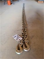 NEW 20ft. 3/8 G70 CHAIN WITH 2 HOOKS