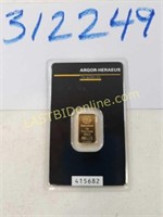 Heraeus brand 2 gram .9999 Gold Bar