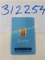 Acre brand 2.5 gram .9999 Gold Bar