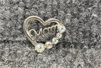 MOM Heart Shaped Necklace Pendant Sterling Silver