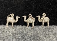 3 Sterling Silver Camel Pendants 3.51 Grams