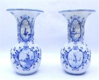 Blue Delft Windmill Vases.