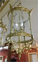 Louis XVI Style Etched Glass Hall Lantern.
