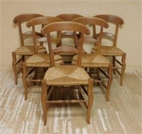French Rush Seat Oak Chairs.