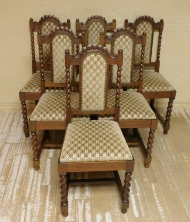Barley Twist Oak Upholstered Chairs.