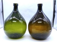 Brown and Green Glass Carboys.