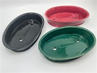 3 Ceramic Oval Planter Pots