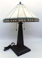 Mission Style Stained Glass Table Lamp.