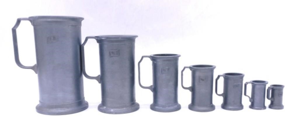 Pewter Graduated Size Tankards.